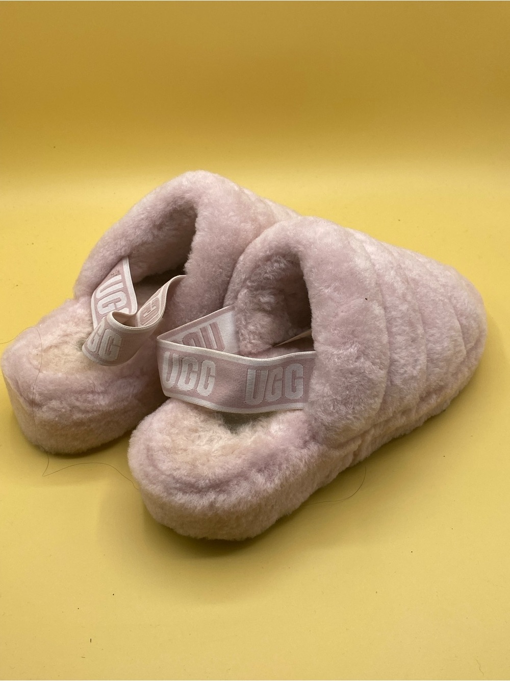 UGG Women's Pink Quilted Faux Shearling Slide Slippers - Picture 2 of 4